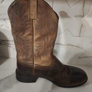 Ariat Mens Brown Leather Square Toe Cowboy Boots Western Riding Size 9